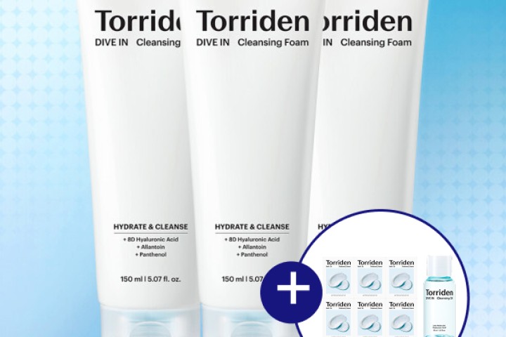 토리든 다이브인 클렌징 폼 150ml 3개 + 다이브인 클렌징 오일30ml + 폼2ml 6매