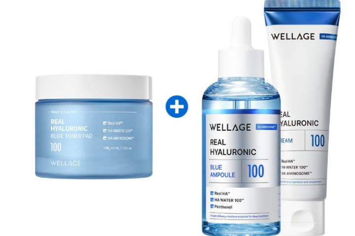 웰라쥬 리얼 히알루로닉 패드 70매 210ml + 앰플 100ml + 크림 80ml