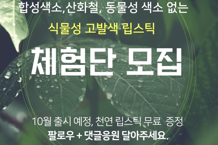 엘로라 식물성 립스틱 체험단 30명 모집